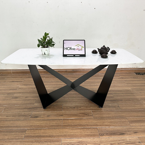 BA68119 <b>Dining</b> <b>Table</b> Set Rectangular 140/160x80cm MDF Wood and Iron Legs with Sintered Stone Top - Product Image 3
