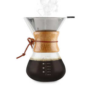 Grande cafetière électrique à verser de 800 ml de style Chemex avec filtre en acier inoxydable réutilisable et durable - Product Image 1