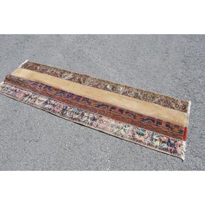 2.1x6.9 ft <b>Runner</b> Vintage Rug, Turkish Rug, Blue <b>Red</b> Animal Print Wool Rug - Product Image 1