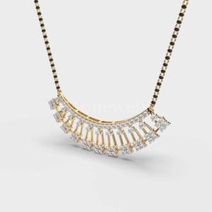 Elegantemente establecido Diamantes de moda Stonewells Compañerismo Diamante Mangalsutra Oro rosa que simboliza la tradición de la boda duradera - Product Image 4