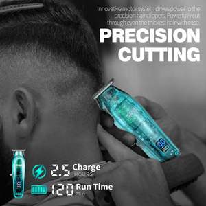 Kit Profesional de Barbería para Cortar el Cabello con Recortadora de Precisión, Recortadora de Barba con Cuchilla en T de Cero Espacio, Pantalla LED, Batería y Fuente de Alimentación USB - Product Image 3