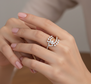 Bague en diamant géométrique en forme d'œil en or de luxe pour femmes, bijoux de mariage - Product Image 2