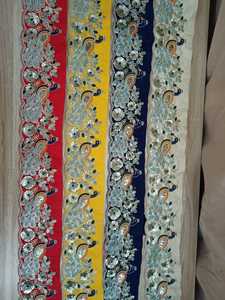 Tissu en dentelle brodée de haute qualité pour robes de mariée Tissu en dentelle brodée florale de luxe pour robes de mariée - Product Image 3