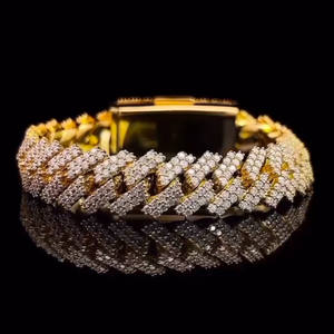 Pulsera de Lujo con Incrustaciones de Moissanita Dorada, Estilo Hip Hop, Chapada en Rodio, Joyería Premium para Fiestas - Product Image 3