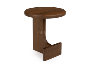 Mesita de Noche Redonda con Base Esculpida, Acabado Liso, Diseño de Madera Artesanal Duradero para Interiores de Dormitorios Modernos - Product Image 5