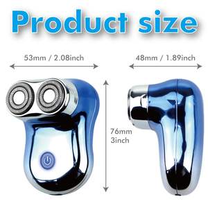 Afeitadora Eléctrica Inalámbrica Recargable por USB para Hombre, Azul, Mini Motor Potente con Doble Cuchilla para Barbas Densas, Uso Facial - Product Image 2