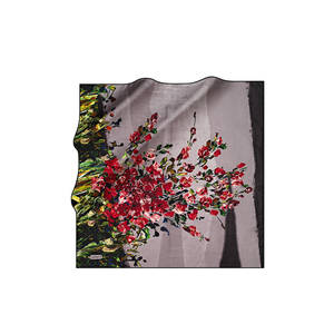 Vintage Designer Silk <b>Scarf</b> with Floral and Dot Pattern - Product Image 1