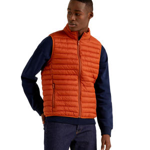 Chaqueta acolchada sin mangas para hombre, chaqueta acolchada con cremallera completa, con bolsillos delanteros, calidad prémium personalizada, color naranja, a la venta - Product Image 3