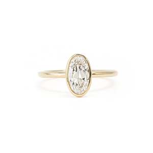 Refined Oval Cut <b>Diamond</b> <b>Ring</b> Setting 1 Ct D-F VVS1-VS2 Lab Grown <b>Diamond</b> In 14K And 18K Yellow Gold For Bridal Anniversary Gift - Product Image 1