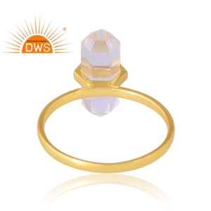 Trending <b>Crystal</b> Quartz Gemstone <b>Ring</b> Gold Plated Sterling Silver 18K 925 Natural New Design Pencil Style for Women 1 Pcs - Product Image 2