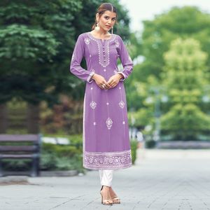 Lucknowi chikan kurtis bureau tenue décontracté fantaisie femmes nouveau Type concepteur fabricant indien qualité supérieure - Product Image 3