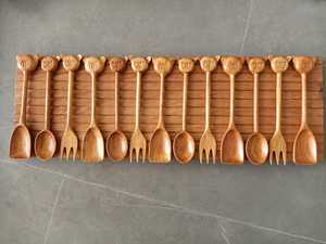 ช้อนไม้กันลื่นด้ามยาวช้อนปิกนิกไม้ธรรมชาติเสิร์ฟสลัดมังสวิรัติ - Product Image 6