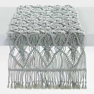 Chemin de table de mariage vintage style ferme et bohème décor de table en coton fait main boho macramé couverture de table - Product Image 1