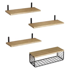 Support de rangement mural en bois multicouche en forme d'hexagone avec gravure pour l'organisation d'assaisonnement de cuisine de serviette de salle de bain - Product Image 6