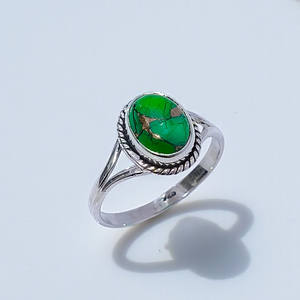 Anillo de Plata Hecho a Mano para Mujer, Joyería Fina de Plata 925 con Turquesa Verde Cobre, Anillos de Plata con Piedras Preciosas, Precio de Mayoreo - Product Image 2