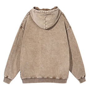Lavage à l'acide personnalisé pour sweat à capuche imprimé bouffant Vintage French Terry surdimensionné hiver polaire pull solide motif blanc 100% coton - Product Image 2