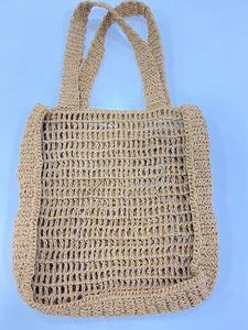 Straw Net <b>Crochet</b> Eco-friendly Tote <b>Bag</b> Drawstring Closure England Style Sports Beach Cosmetics <b>Storage</b> Gift Use Handy Carry - Product Image 6
