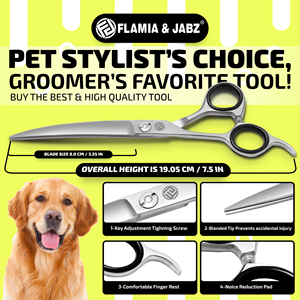 Juego de tijeras de aseo para mascotas veterinarias en forma de animal plateado de 7,5 pulgadas, dientes de espina de pescado de acero inoxidable con 4 tijeras - Product Image 3