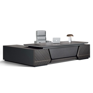 Bureau de direction modulaire moderne en MDF avec casier, couleur marron, mobilier de bureau, rangement, table d'ordinateur, poste de travail pour gestionnaire - Product Image 2