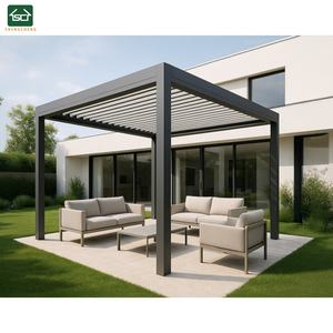 Pergola en <span class=keywords><strong>aluminium</strong></span> pour extérieur, toit à lamelles réglables, imperméable, motorisée, gazebo <span class=keywords><strong>de</strong></span> <span class=keywords><strong>jardin</strong></span>, pergola extérieure <span class=keywords><strong>de</strong></span> luxe personnalisée en <span class=keywords><strong>aluminium</strong></span> - Product Image 2