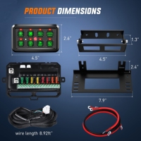 Panel de interruptores de luces todoterreno de 8 canales, kit de sistema de relés y fusibles de control de circuito de 12V, módulo de interruptores LED con atenuación automática de encendido/apagado para camión