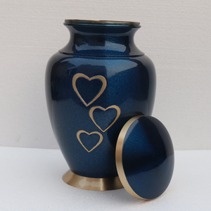 Hermosa urna de cremación pequeña con diseño de Tres corazones para mantener las cenizas disponibles en varios colores Urna de recuerdo proporcionada por HHO - Product Image 4