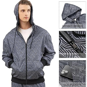 Survêtement imprimé respirant et décontracté pour hommes, survêtement coupe-vent, survêtement à manches longues, ensemble de tenues de course à glissière complète - Product Image 4