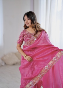 Sari de Fiesta para Mujer FABZONE con Bordado Intenso, Cuentas y Lentejuelas, para Todas las Temporadas - Product Image 5