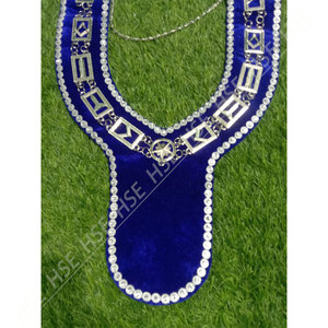 ปลอกคอโซ่เคลือบสีเงินทำจากกำมะหยี่สีฟ้าปลอกคอเครื่องราชกกุธภัณฑ์สำหรับบ้านพักและงานพิธี - Product Image 2