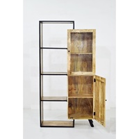 Gabinete de vitrina de almacenamiento convertible moderno contemporáneo Exhibición de madera de mango única Extensible Estilo de madera maciza Sala de estar para el hogar