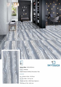 Carreaux en porcelaine gris bleuâtre de 9mm 600x1200mm Carreaux d'intérieur brillants pour sol et mur dans la chambre à coucher, cuisine, salon - Product Image 2