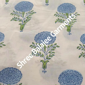 100% tela de algodón puro hermoso estampado de bloque de mano indio azul verde cubierta Floral accesorios para camisas de niñas cortinas - Product Image 6