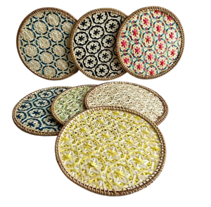 Vente en gros Forme arrondie Rotin Thé Coaters Thé Café Sous-verres décoratifs pour la maison Tapis et tampons - Product Image 5