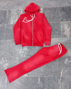 Nuevo envío de la gota Sun Faded Wash Flared Men Chándales Own Your Logo Printing Diseño personalizado Casual Zip up Streetwear Trajes de sudor - Product Image 4