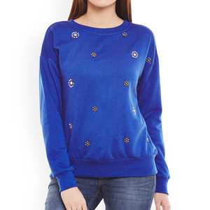 Color azul sólido más vendido mejor precio mujeres sudaderas cómodas diseño OEM mujeres transpirables sudaderas sostenibles - Product Image 1