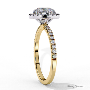 3,0 Ct Cut Lab Grown CVD Diamond Anillo de compromiso Estilo bohemio IGI Certified Yellow Gold Halo Set para su regalo de aniversario - Product Image 4