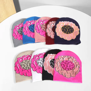 High Quality Custom Logo Jacquard Beanie <b>Hats</b> for <b>Women</b> Solid Knitted <b>Winter</b> Skull Beanies Dot Pattern Latest Sport Colorful - Product Image 1