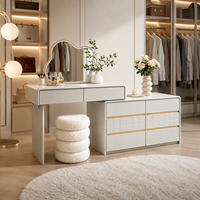 Table de maquillage en bois de pin de style européen moderne avec miroir éclairé par LED et panneau de couleur personnalisable pour chambre et appartement