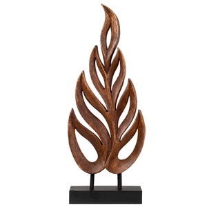 Sculpture de feuille en bois de qualité supérieure, objet d'art pour table, ajoute une élégance naturelle à toute pièce, fabriqué à la main en Inde - Product Image 1