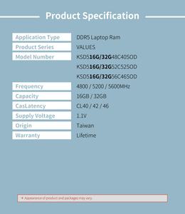 16GB Sodimm Ddr5 RAM para PC portátil con 4800 MT/s Módulos de memoria duraderos en stock - Product Image 6