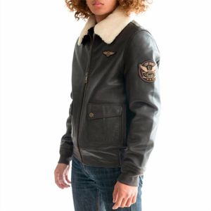 Veste de vol en cuir de haute qualité avec design classique et caractéristiques d'aviateur authentiques-Vêtements d'extérieur durables et élégants - Product Image 5