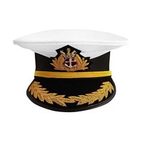 Gorra de Visera Negra de Comandante de la Marina de Myanmar, Reproducción Generalizada, con Insignia, Ajustable, Unisex, de Alta Calidad