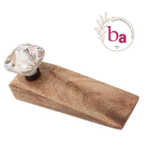 Perilla de cerámica Floral marroquí, tapón de puerta de madera, cuña, diseño tradicional, fácil instalación, uso de Hotel, armario de cocina, dormitorio - Product Image 2