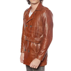 Classic Fit Men Leather <b>Coat</b> Featuring Soft Durable Texture For Warm Winter Use And Modern Style Available - Product Image 4