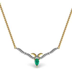Real 18K oro amarillo diamante Esmeralda cadena collar piedras preciosas diamante nuevo último diseño de hoja collar fabricante de joyería fina - Product Image 1