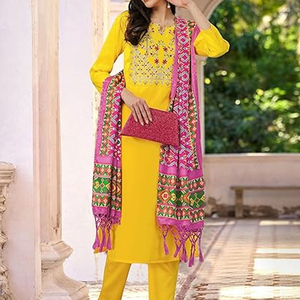 Colección de mujeres paquistaníes 2025, venta al por mayor, traje de colección de verano de alta calidad con estampado Kurti cosido y descosido - Product Image 3