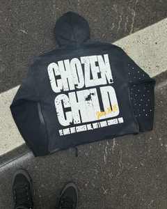 OEM ODM Sweat à capuche zippé personnalisé lourd avec broderie appliquée, effet vieilli, délavé à l'acide, vintage, avec strass pour hommes - Product Image 2