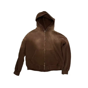 Nouveautés Sweat à capuche Streetwear Sweat à capuche zippé délavé à l'acide Sweats à capuche vieillis personnalisés à vendre - Product Image 1