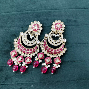 Superbe conception traditionnelle de Menakari avec des boucles d'oreilles de bijoux de mode de placage d'ombre pour les femmes - Product Image 1