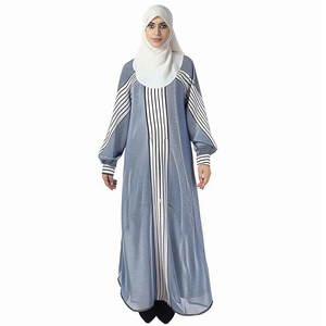 Dubai Ramadan arabo islamico abbigliamento Casual elegante donna musulmana a righe stile tunica manica lunga abito pieno <span class=keywords><strong>con</strong></span> <span class=keywords><strong>spacco</strong></span> <span class=keywords><strong>laterale</strong></span> - Product Image 5